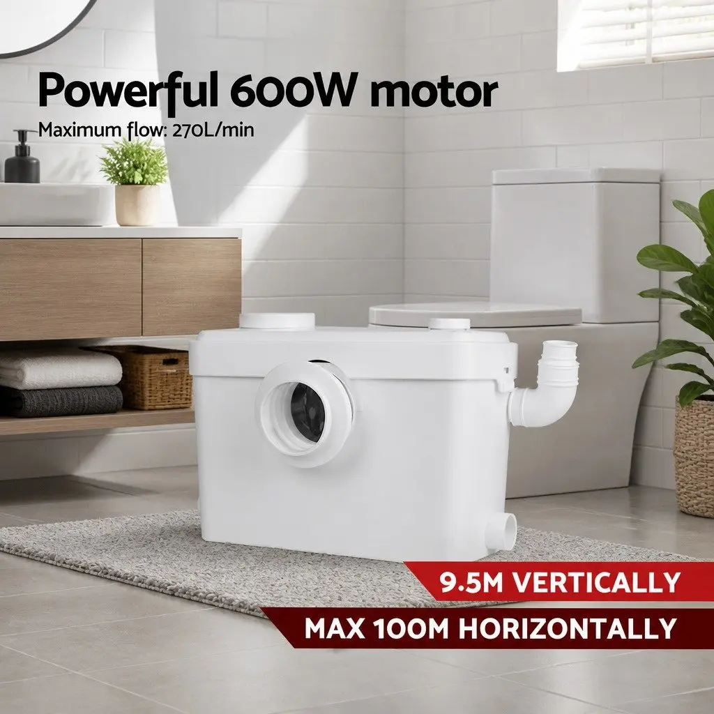 Macerator Sewerage Pump 600W Waste Water Disposal Unit Bathroom Laundry Kitchen