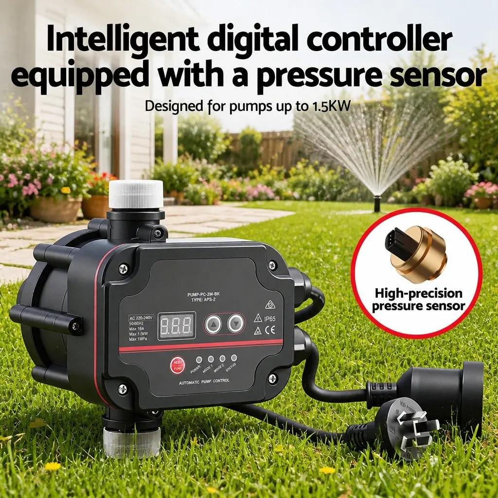 Automatic Pressure Switch Digital Water Pump Controller 16A 1.5kW Black