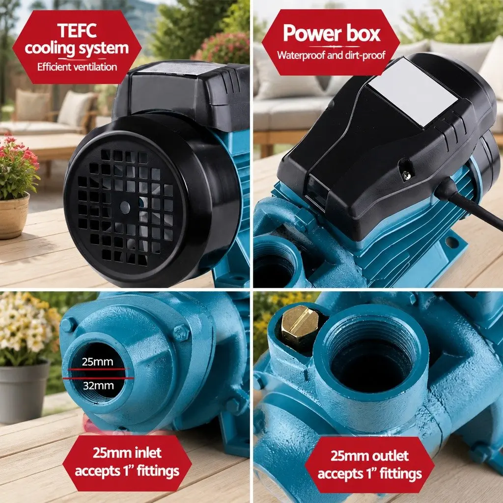 Peripheral Water Pump Garden Irrigation Pool Booster Electric 0.5HP Yellow