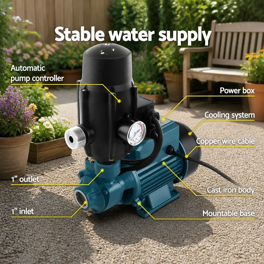 Irrigation Pump Clean Water Pump 35L/min Brass Impeller Black