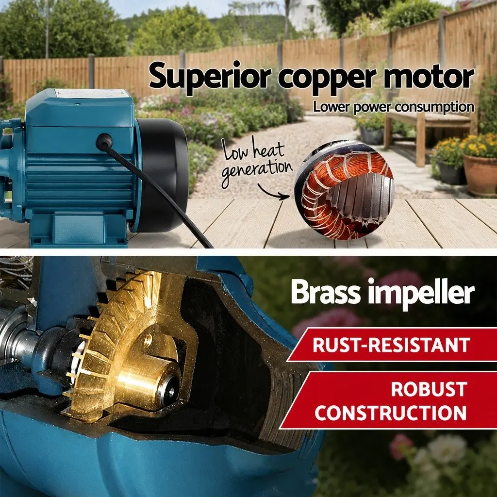 Irrigation Pump Clean Water Pump 35L/min Brass Impeller Black