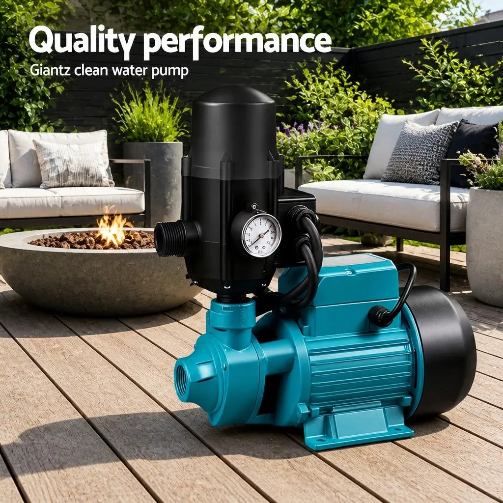 Water Pump 750W Garden Irrigation Booster Automatic Pressure Tank Black