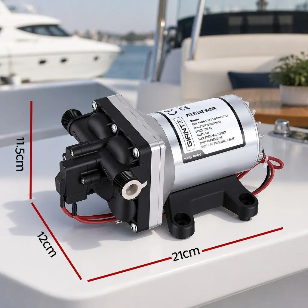 12V Water Pump High Pressure Self Priming 11.3LPM Silver