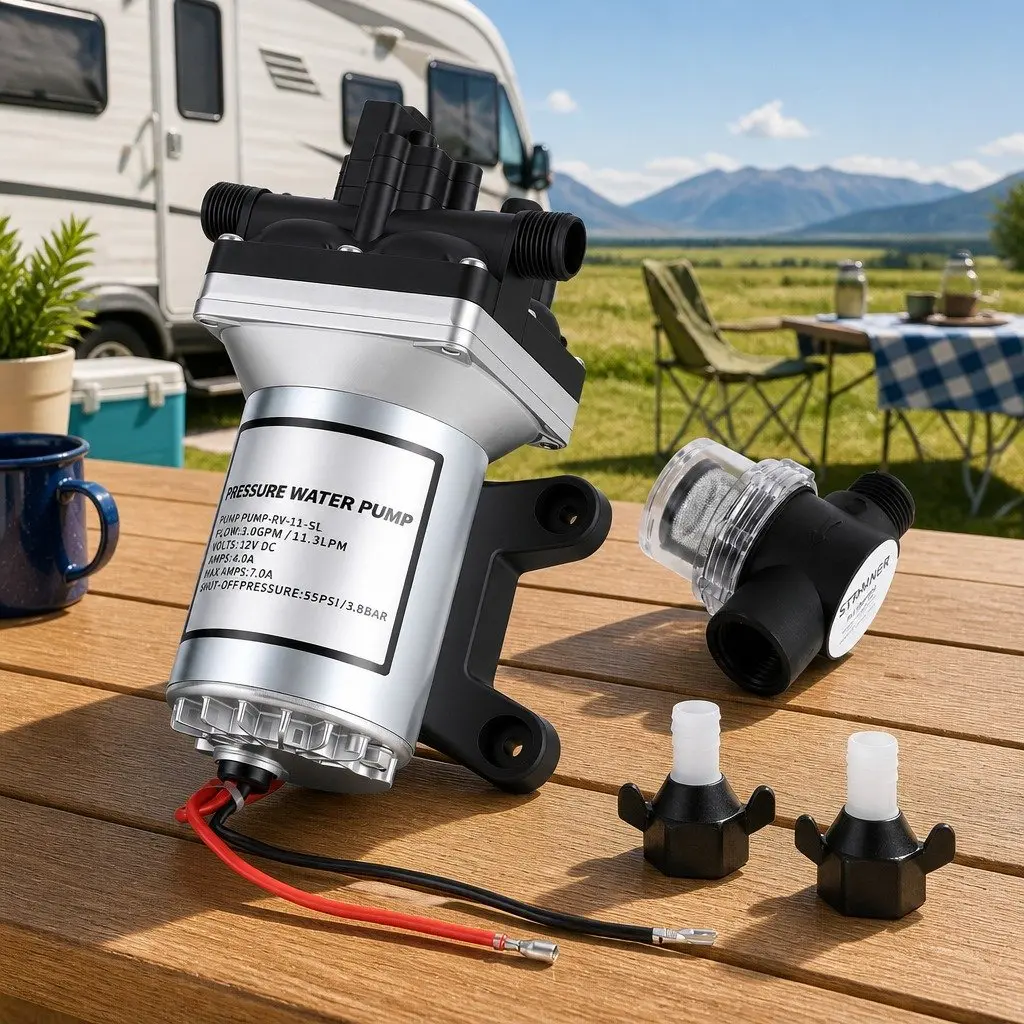 12V Water Pump High Pressure Self Priming 11.3LPM Silver