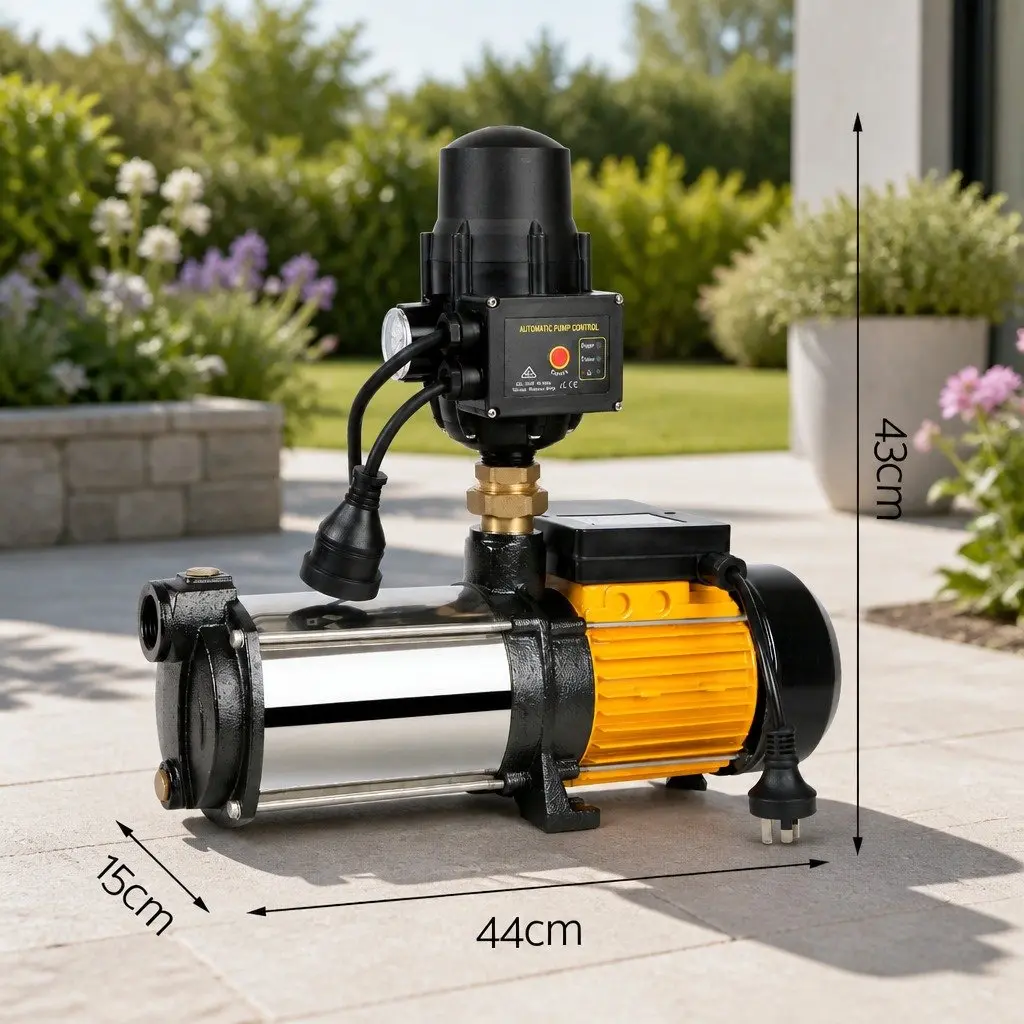4-Stage Irrigation Pump High Pressure 2000W Stainless Steel Black