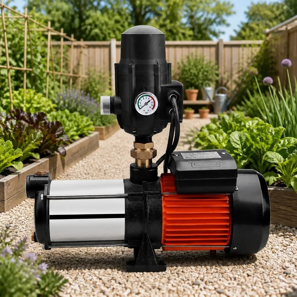 Irrigation Pump Automatic Pressure Booster 1800W Self-Priming Stainless Steel Black