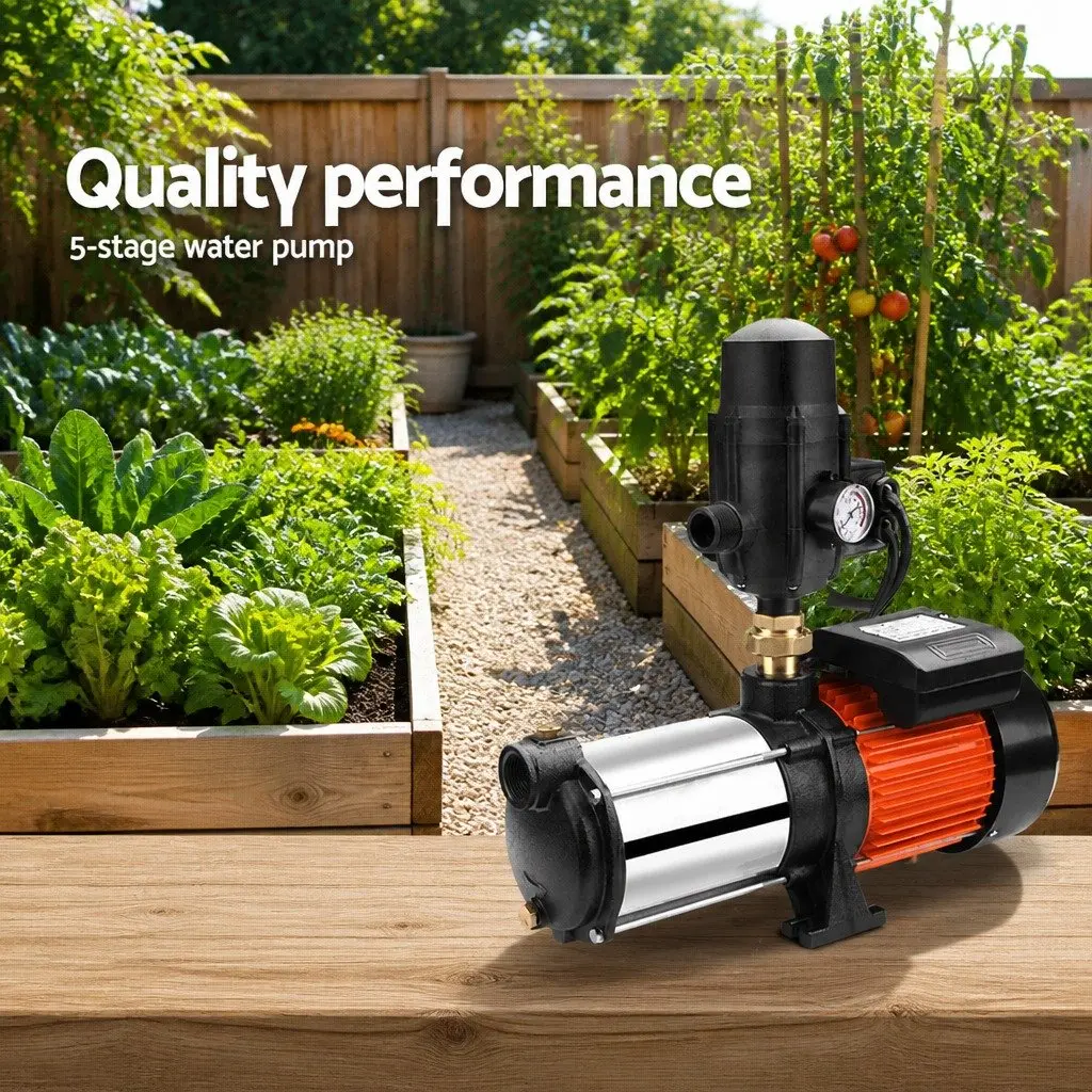 Irrigation Pump Automatic Pressure Booster 1800W Self-Priming Stainless Steel Black