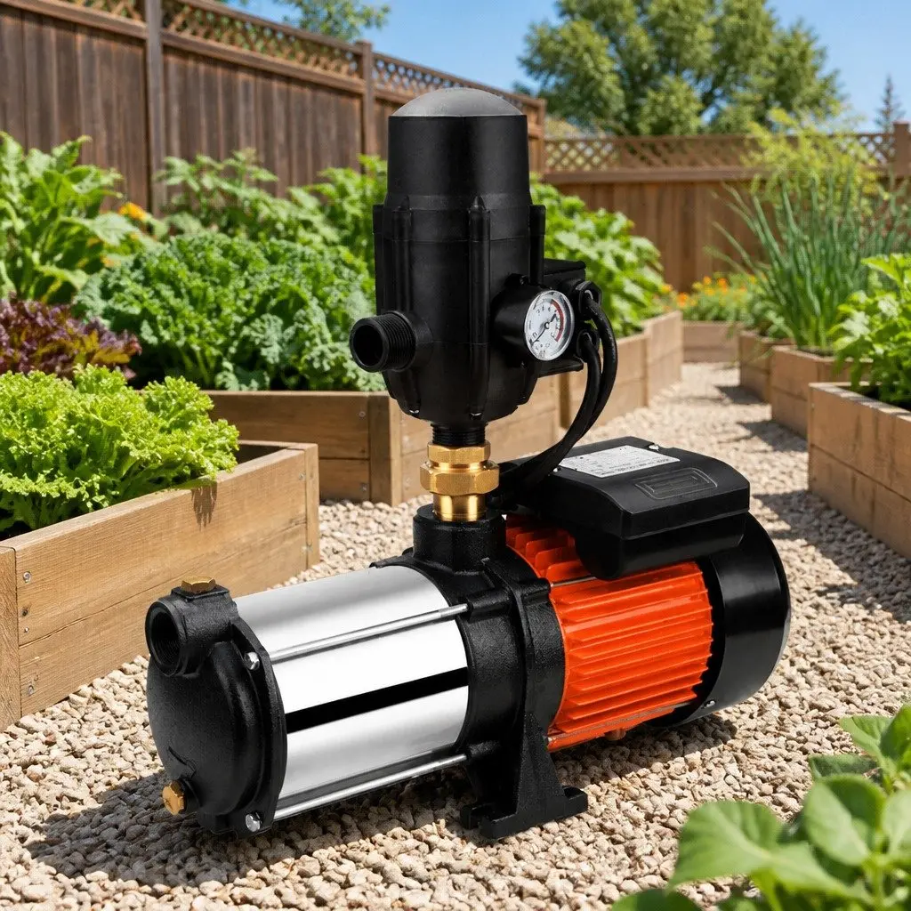 Irrigation Pump Automatic Pressure Booster 1800W Self-Priming Stainless Steel Black