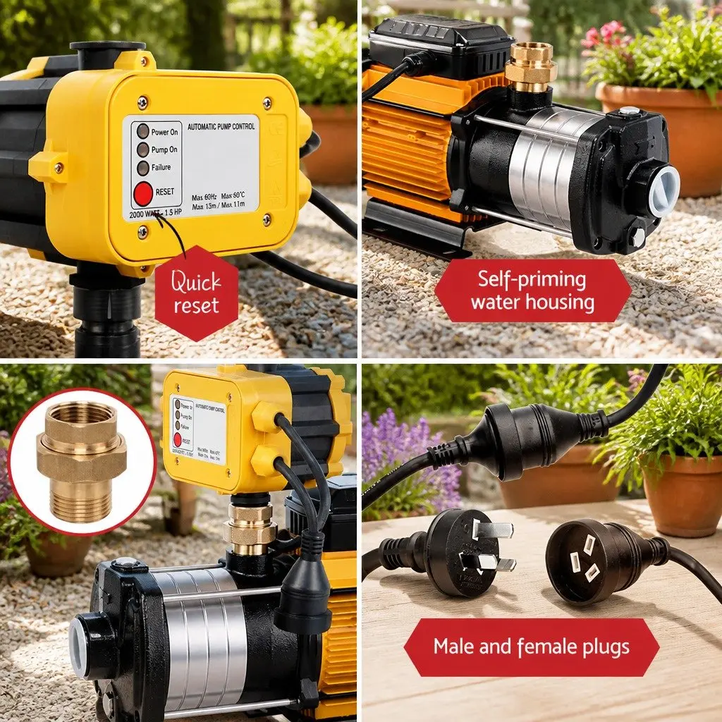 5 Stage Garden Irrigation Water Pump 2000W High Pressure Booster Transfer System