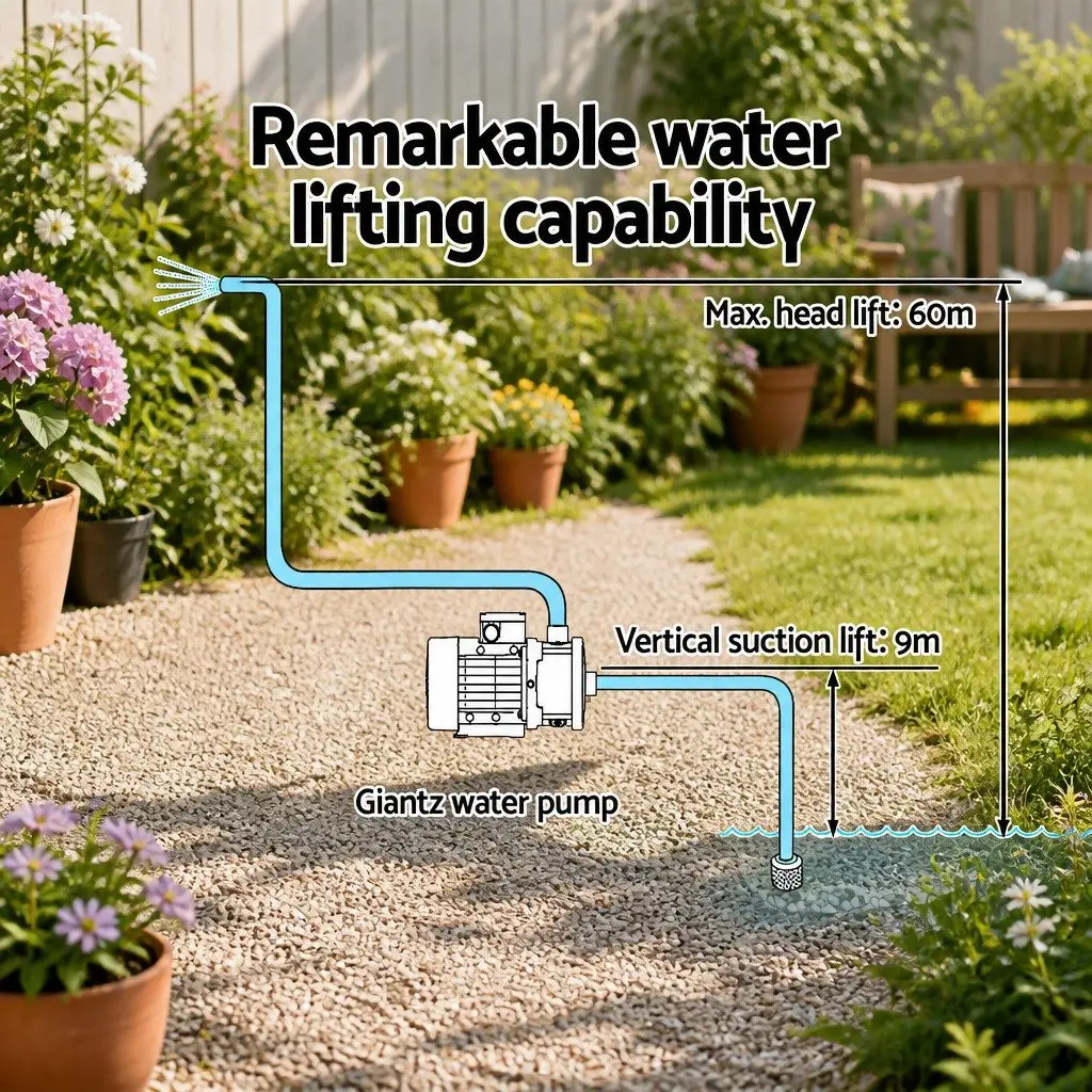 5 Stage Garden Irrigation Water Pump 2000W High Pressure Booster Transfer System