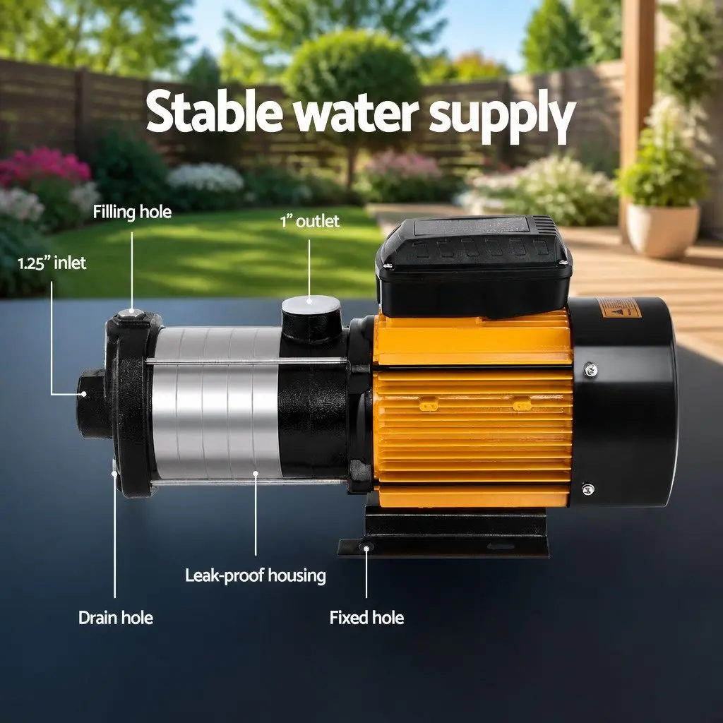 Irrigation Pump High Pressure 2500W 6-Stage Black Garden Water Transfer