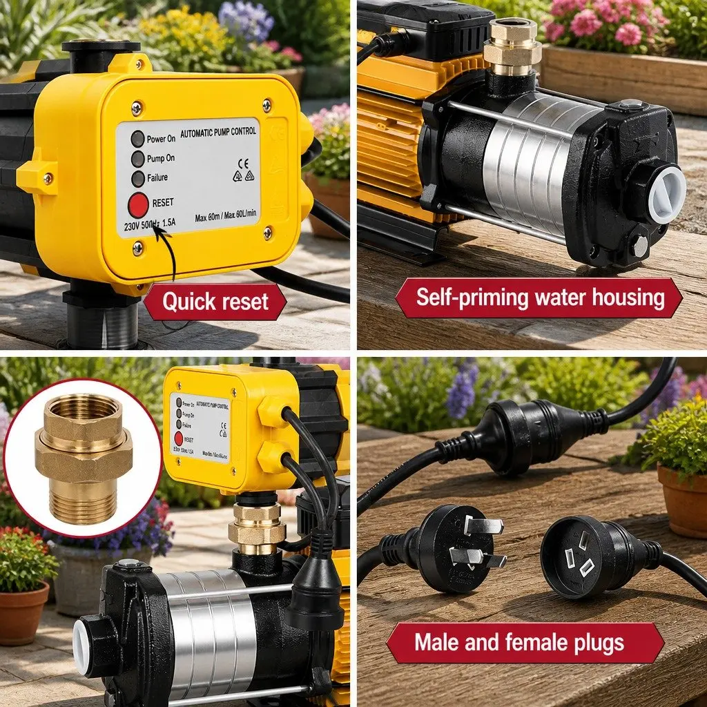 Garden Water Pump 6-Stage High Pressure Irrigation Booster 2500W Max 70m Head