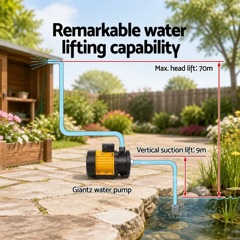 Garden Water Pump 6-Stage High Pressure Irrigation Booster 2500W Max 70m Head
