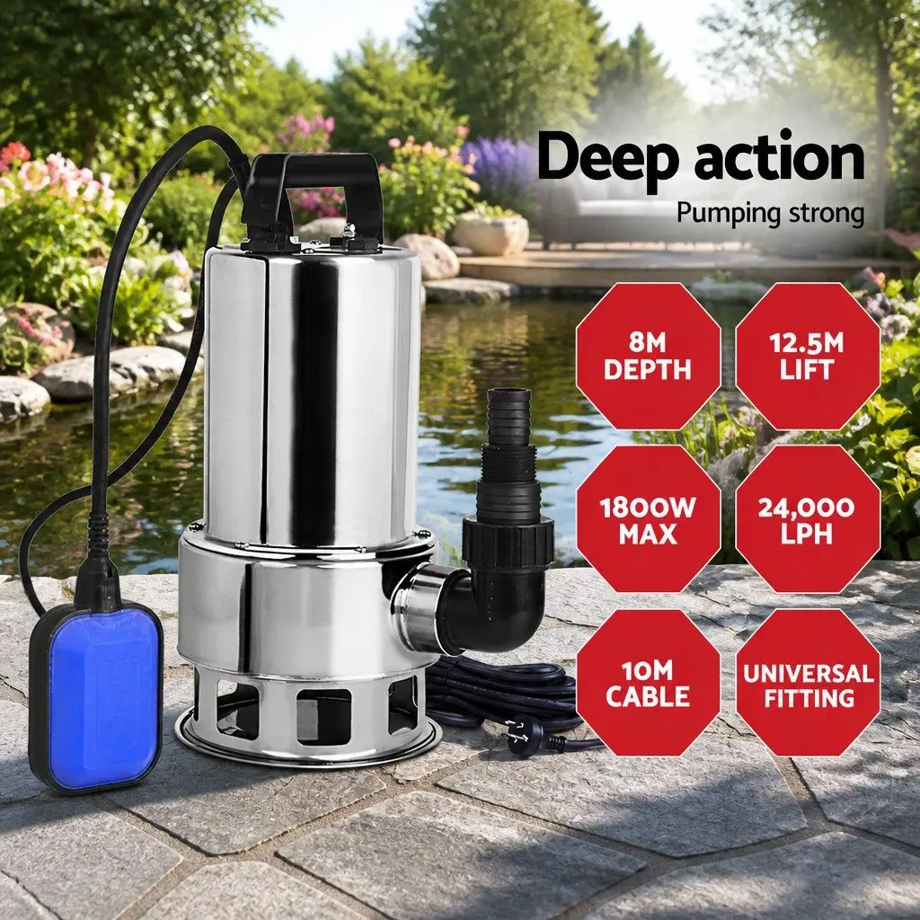 Submersible Dirty Water Pump 1800W Max 24000L/H Black