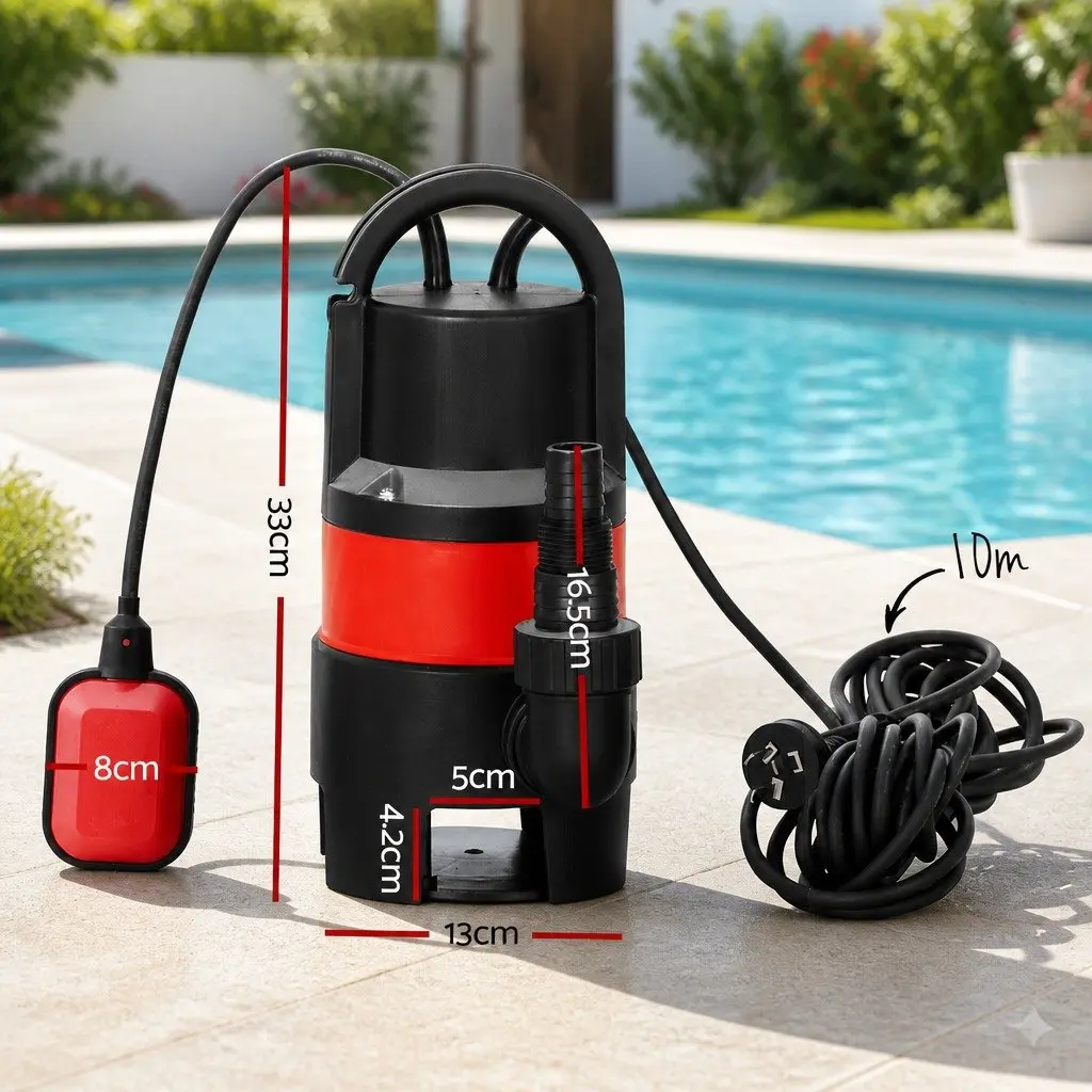 Submersible Water Pump 750W Dirty Water Drainage Portable 10m Cable
