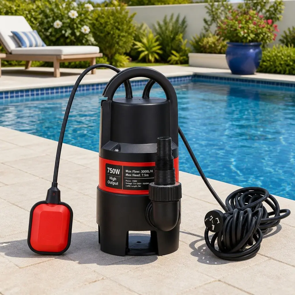 Submersible Water Pump 750W Dirty Water Drainage Portable 10m Cable