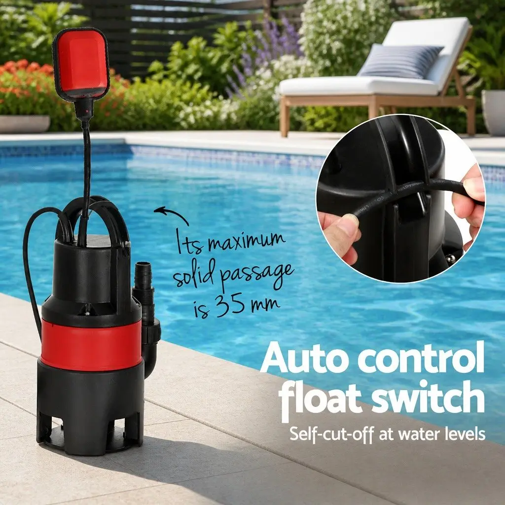 Submersible Water Pump 750W Dirty Water Drainage Portable 10m Cable