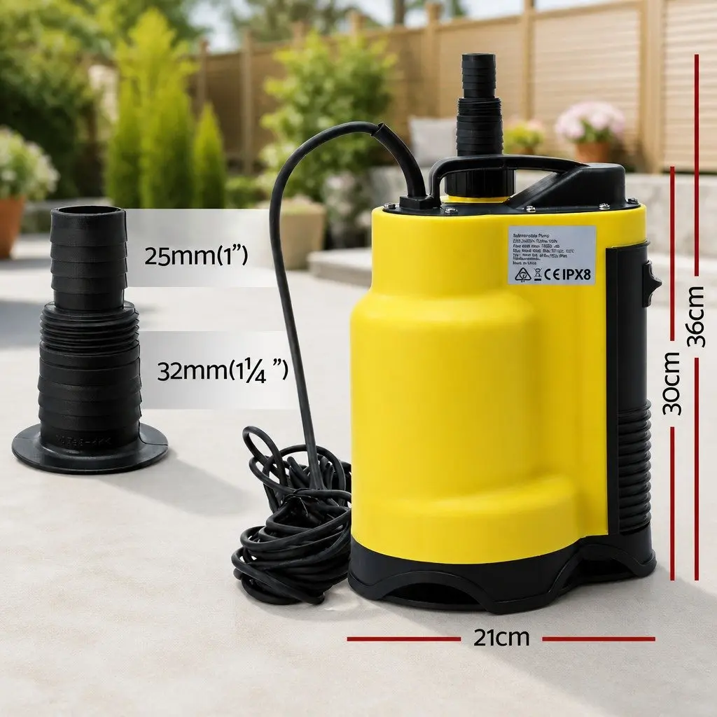 Submersible Pump 400W Dirty Water Drainage Portable 10m Cable Yellow