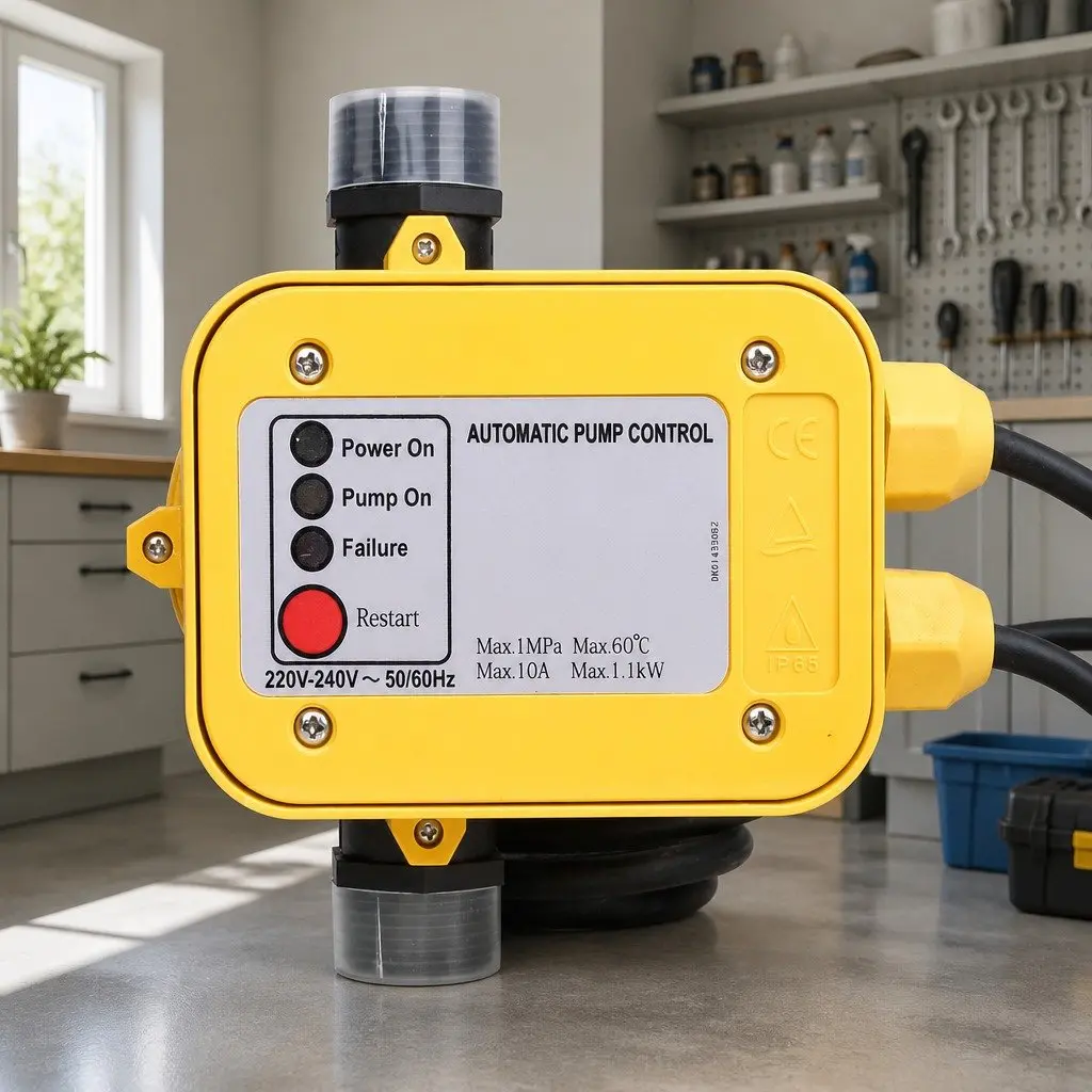 Electronic Switch for Water Pump Pressure Control Yellow 220240V Automatic 10 AMP
