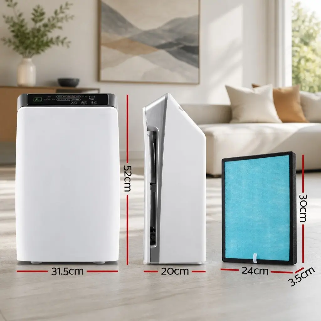 Air Purifier 4 Stage HEPA Filter Cleaner Remote Control 31.5cm x 20cm x 52cm White