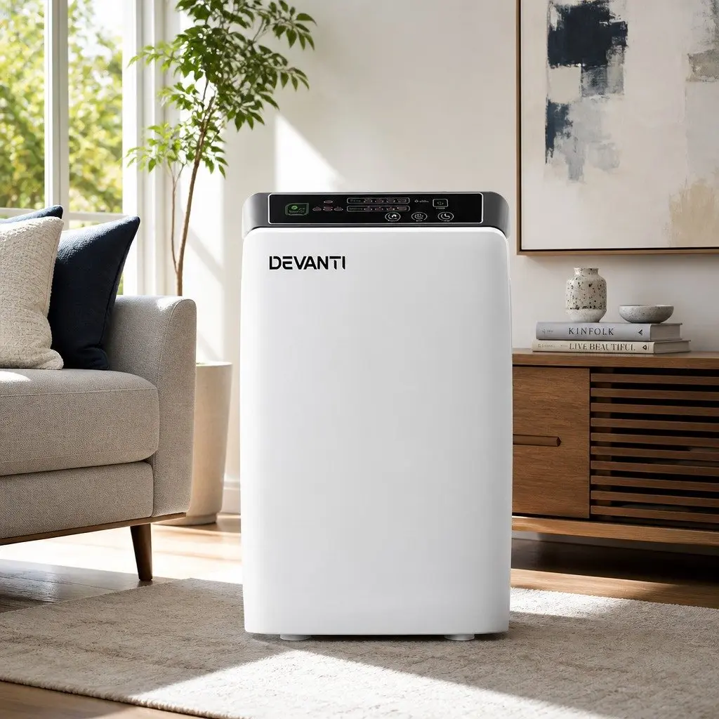 Air Purifier 4 Stage HEPA Filter Cleaner Remote Control 31.5cm x 20cm x 52cm White