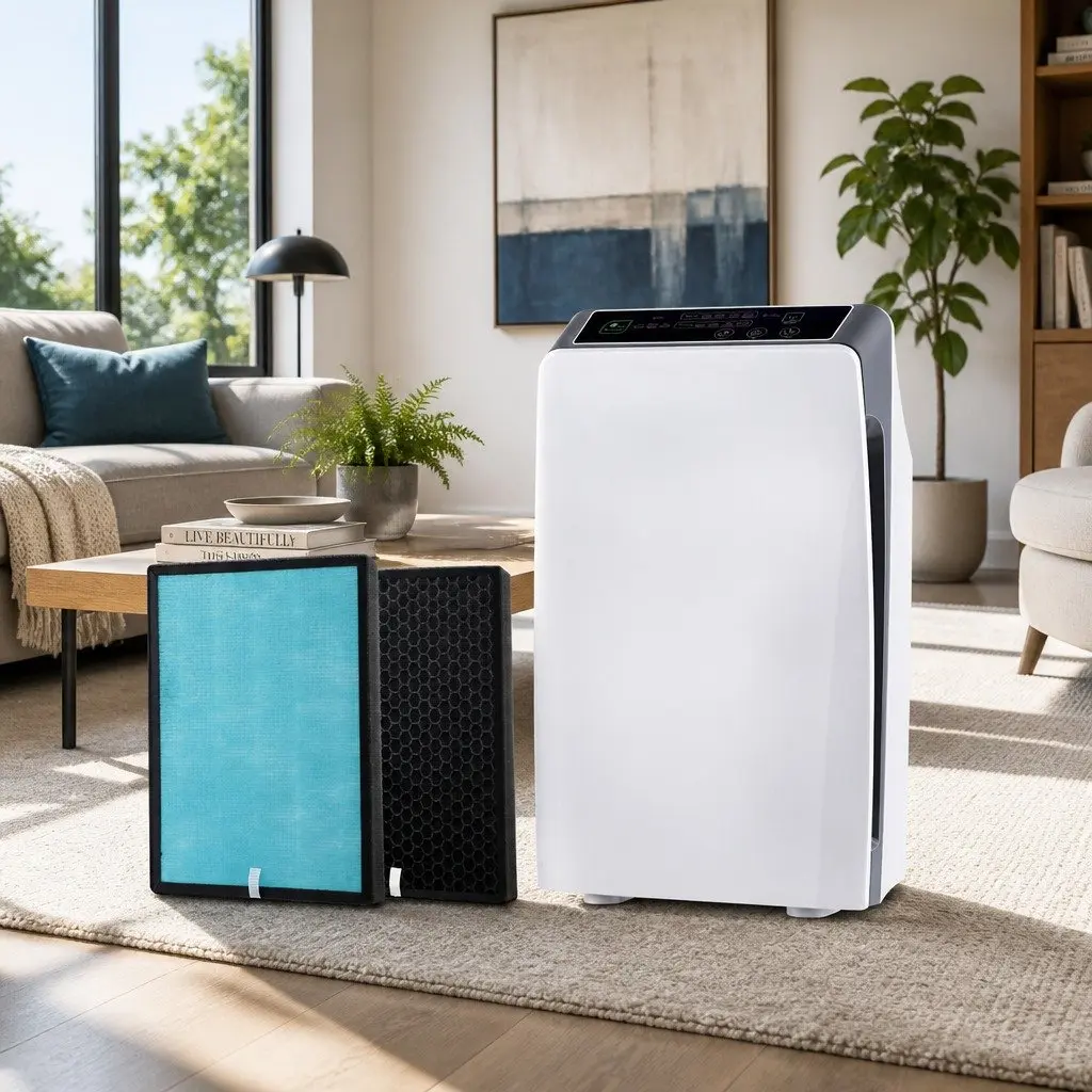 Air Purifier 4 Stage HEPA Filter Cleaner Remote Control 31.5cm x 20cm x 52cm White