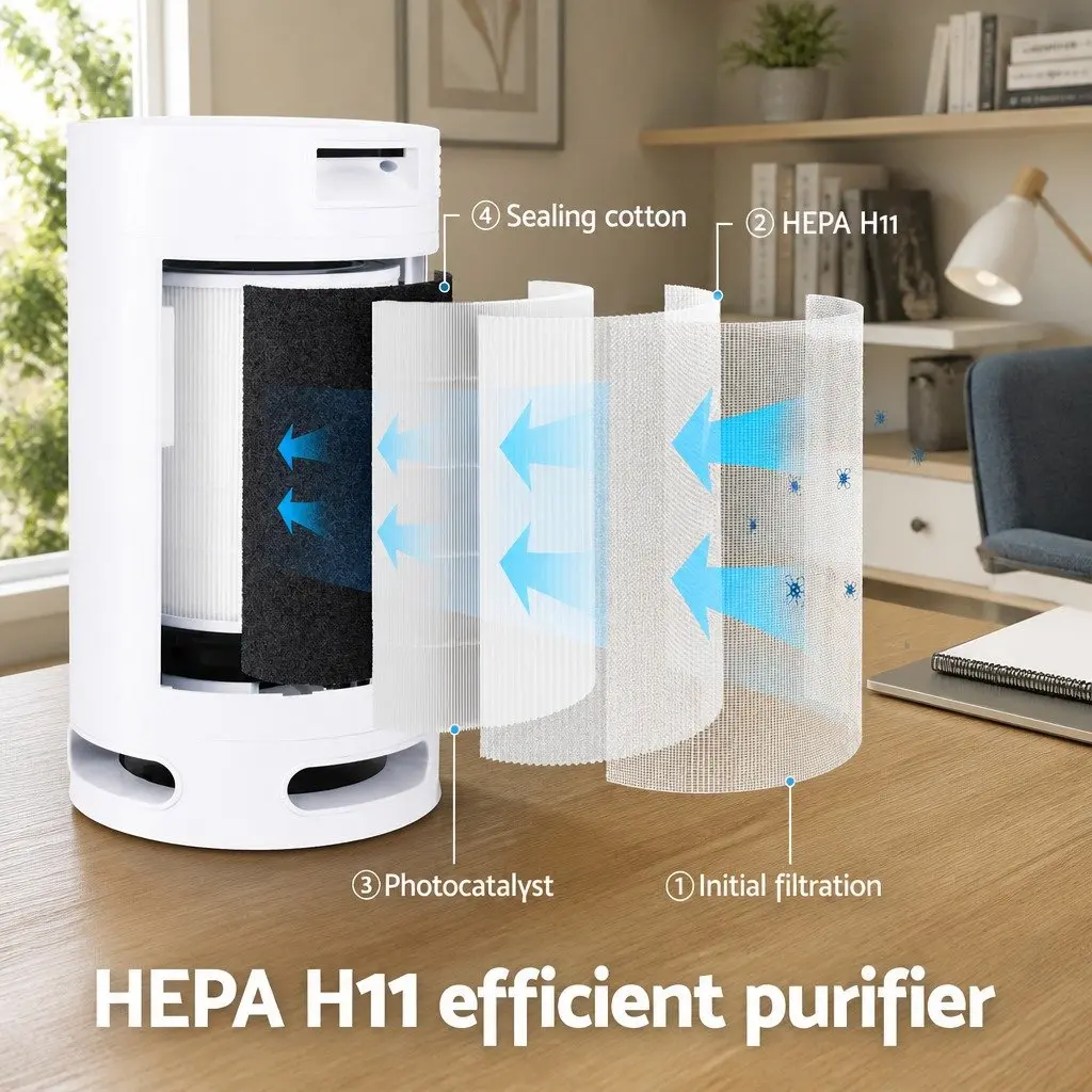 Air Purifier Replacement Filter 4 Layer HEPA Cartridge White Home Purification