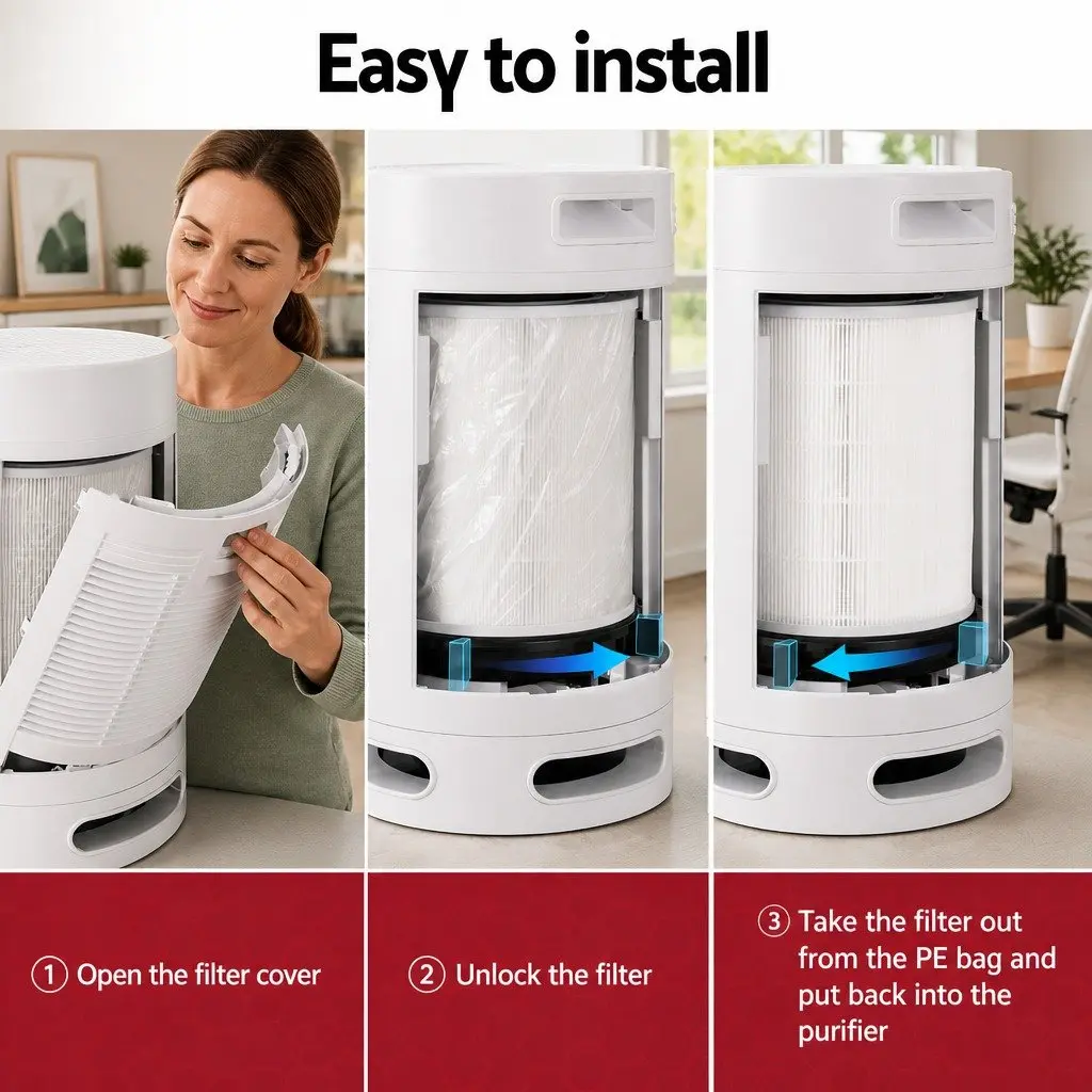 Air Purifier Replacement Filter 4 Layer HEPA Cartridge White Home Purification