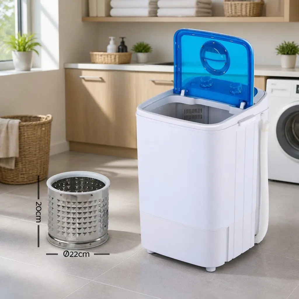 Portable Washing Machine 4.6KG Mini Twin Tub Camping Caravan Spin Dryer Blue