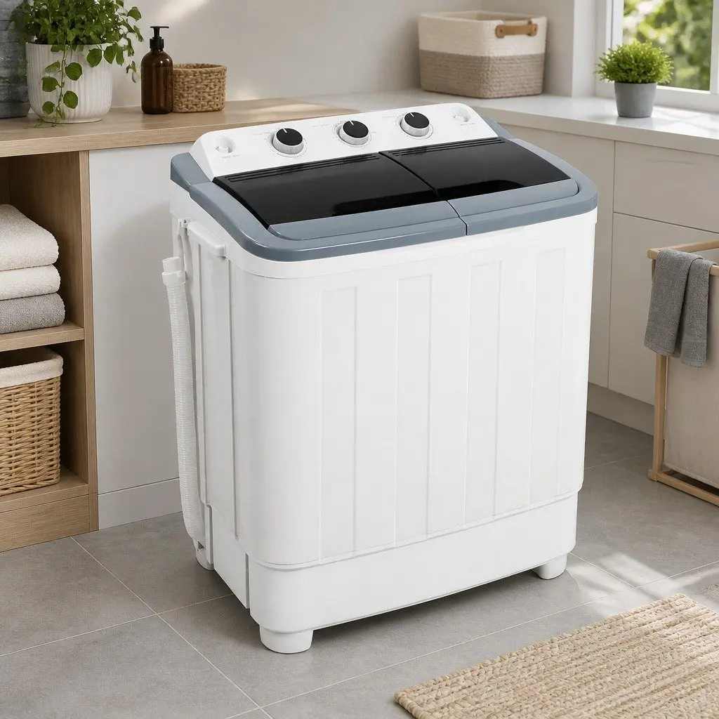 Twin Tub Washing Machine Lightweight 4.6kg for Camping and Travel White