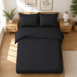 Reliable King Quilt Cover Set with 2 Pillowcases in Black