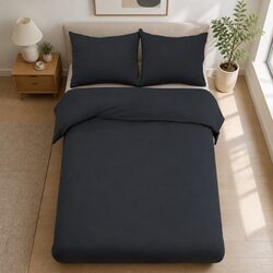 Affordable Queen Quilt Cover Set in Black - 3 Pieces
