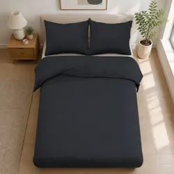 Affordable Queen Quilt Cover Set in Black - 3 Pieces