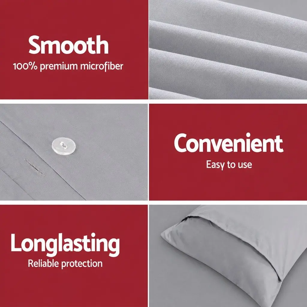 King Quilt Cover Set Pinch Pleated Grey 3 Piece Bedding Duvet Pillows