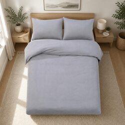 Grey Super King Quilt Cover Set - Practical & Stylish