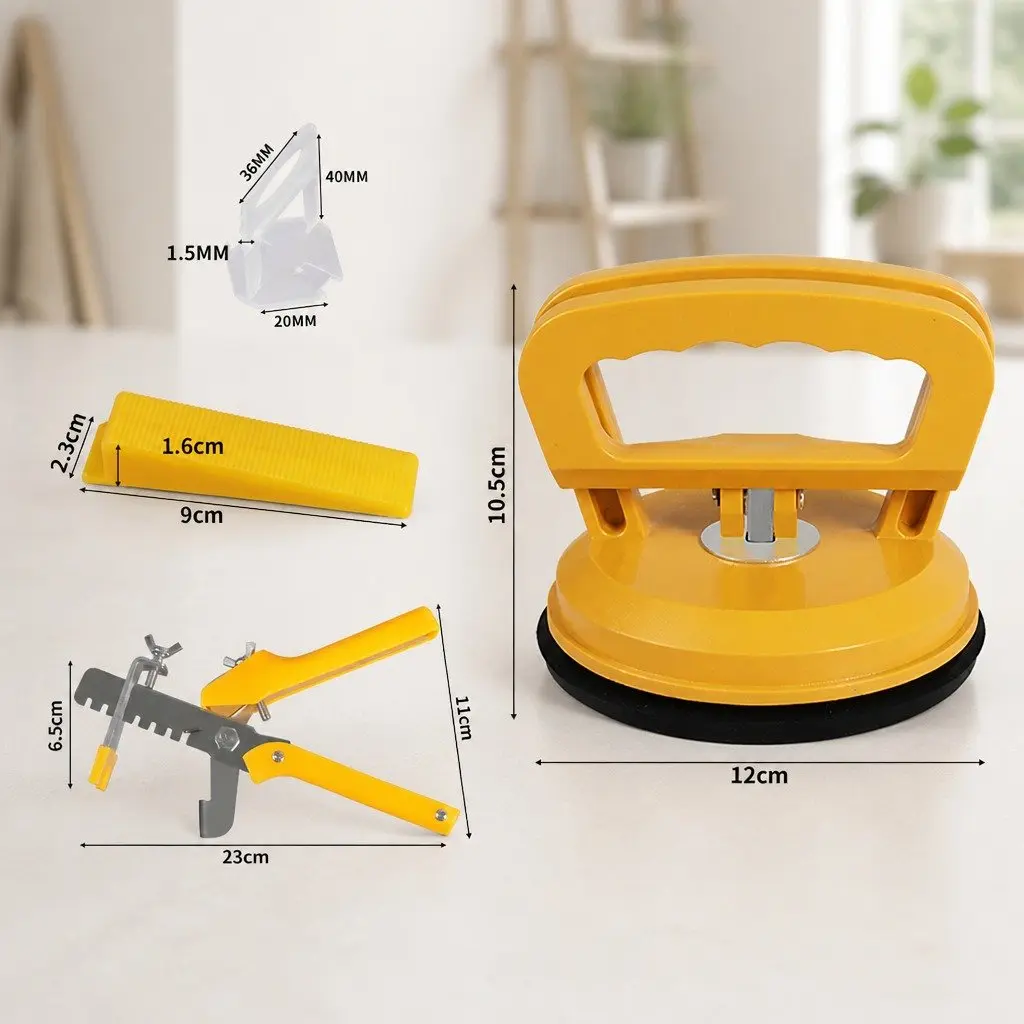 Tile Leveling System Installation Tool 400 Clips 200 Wedges 1 Push Pliers 2 Suction Cups White Yellow