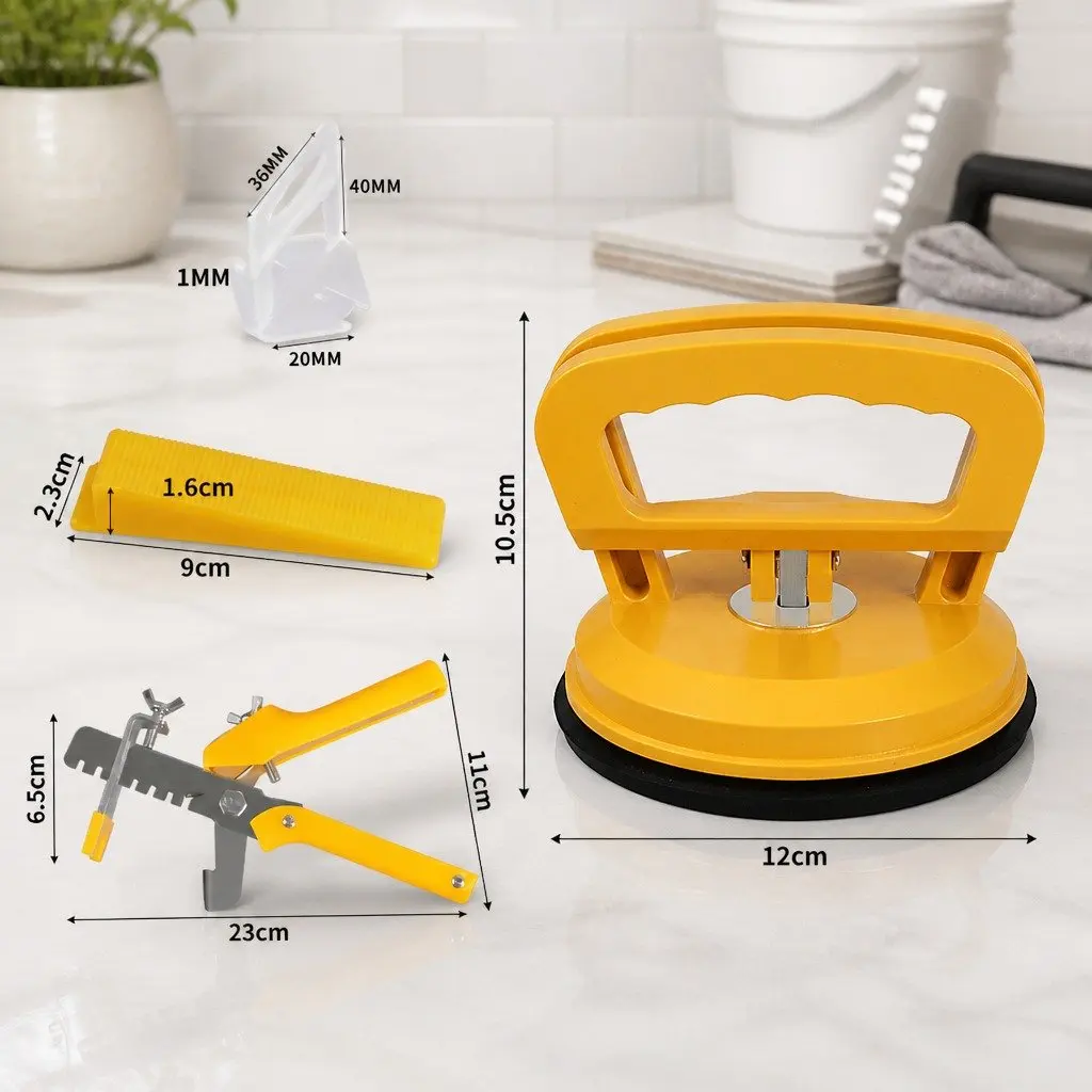 Tile Leveling System Kit 400 Clips 200 Wedges Push Plier 2 Suction Cups Installation Tools
