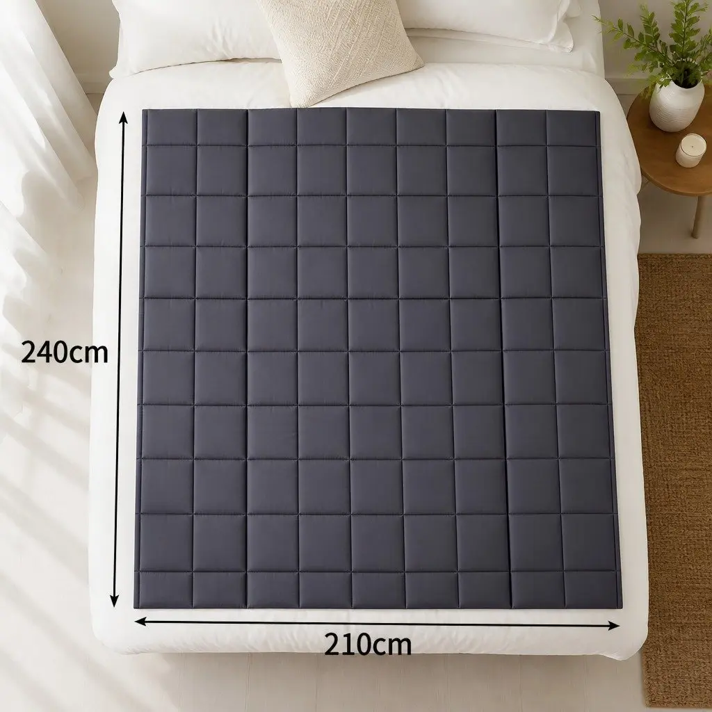 King Doona Quilt Comforter Blanket Blue Polyester Diamond Stitching Bedding