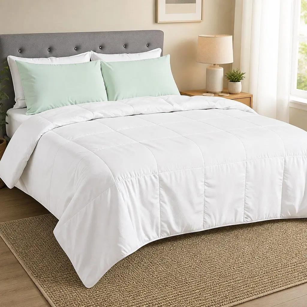 Queen Quilt Bamboo Fiber Lightweight Breathable Summer Doona Duvet 200GSM White