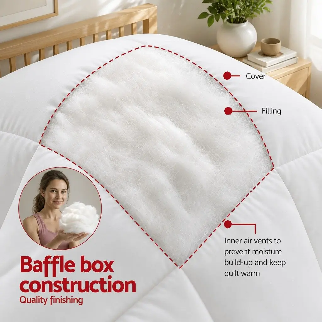 Queen Quilt Bamboo Fiber Lightweight Breathable Summer Doona Duvet 200GSM White