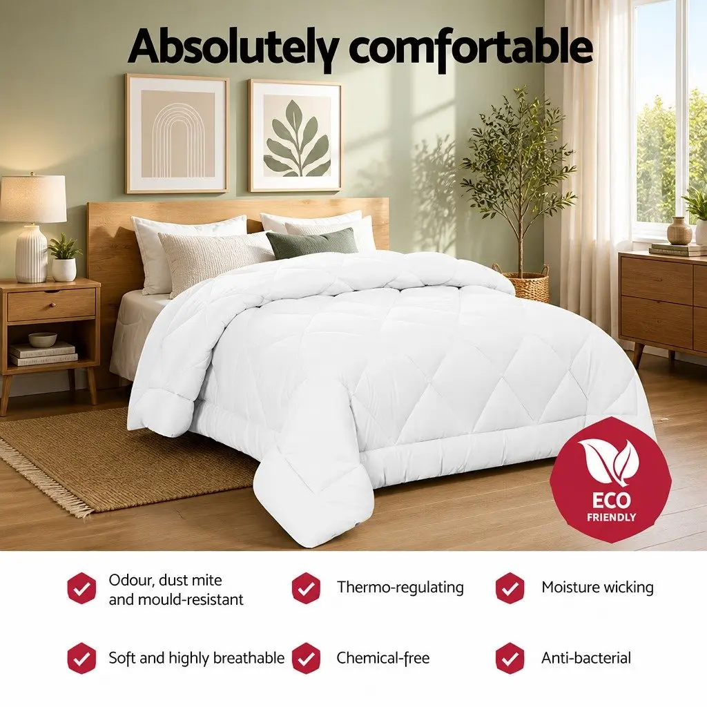 King Quilt Bamboo Microfibre Duvet Cover 400GSM 240cm x 210cm White