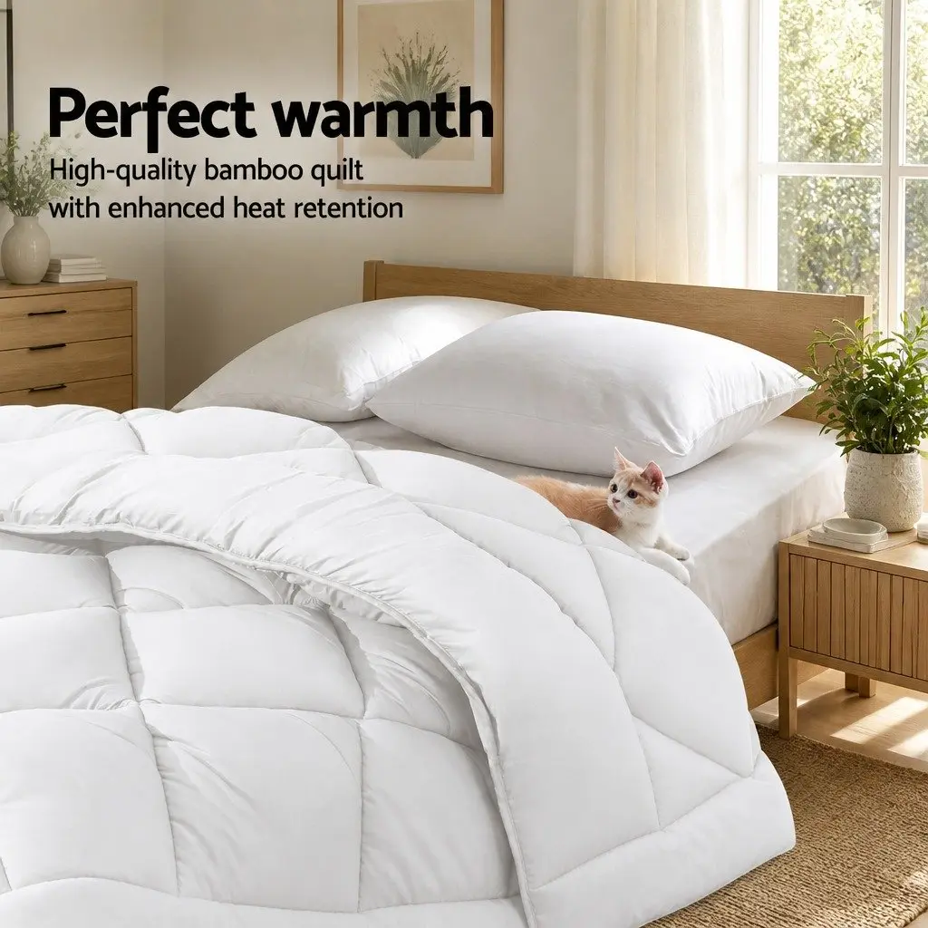 King Quilt Bamboo Microfibre Duvet Cover 400GSM 240cm x 210cm White
