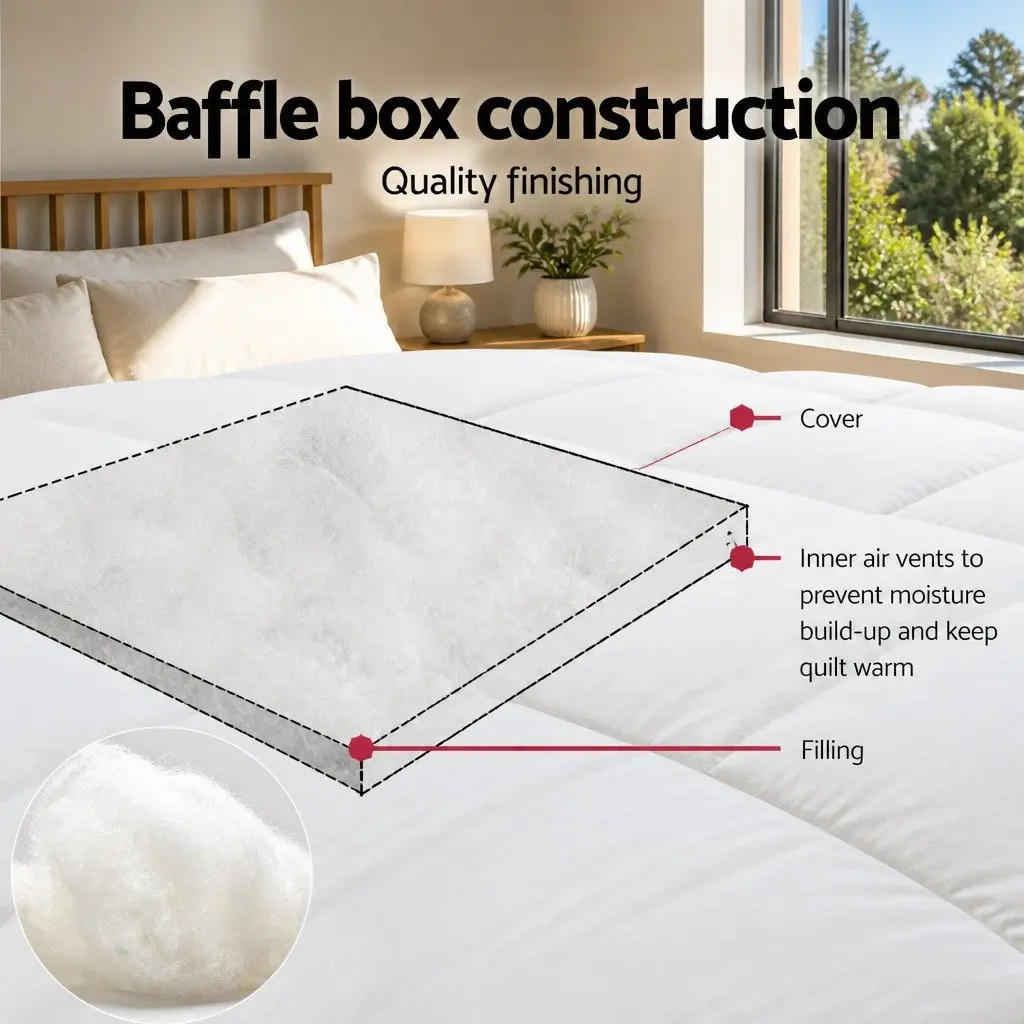 King Size Quilt Microfibre Bamboo Blend Bedding White 240cm x 210cm