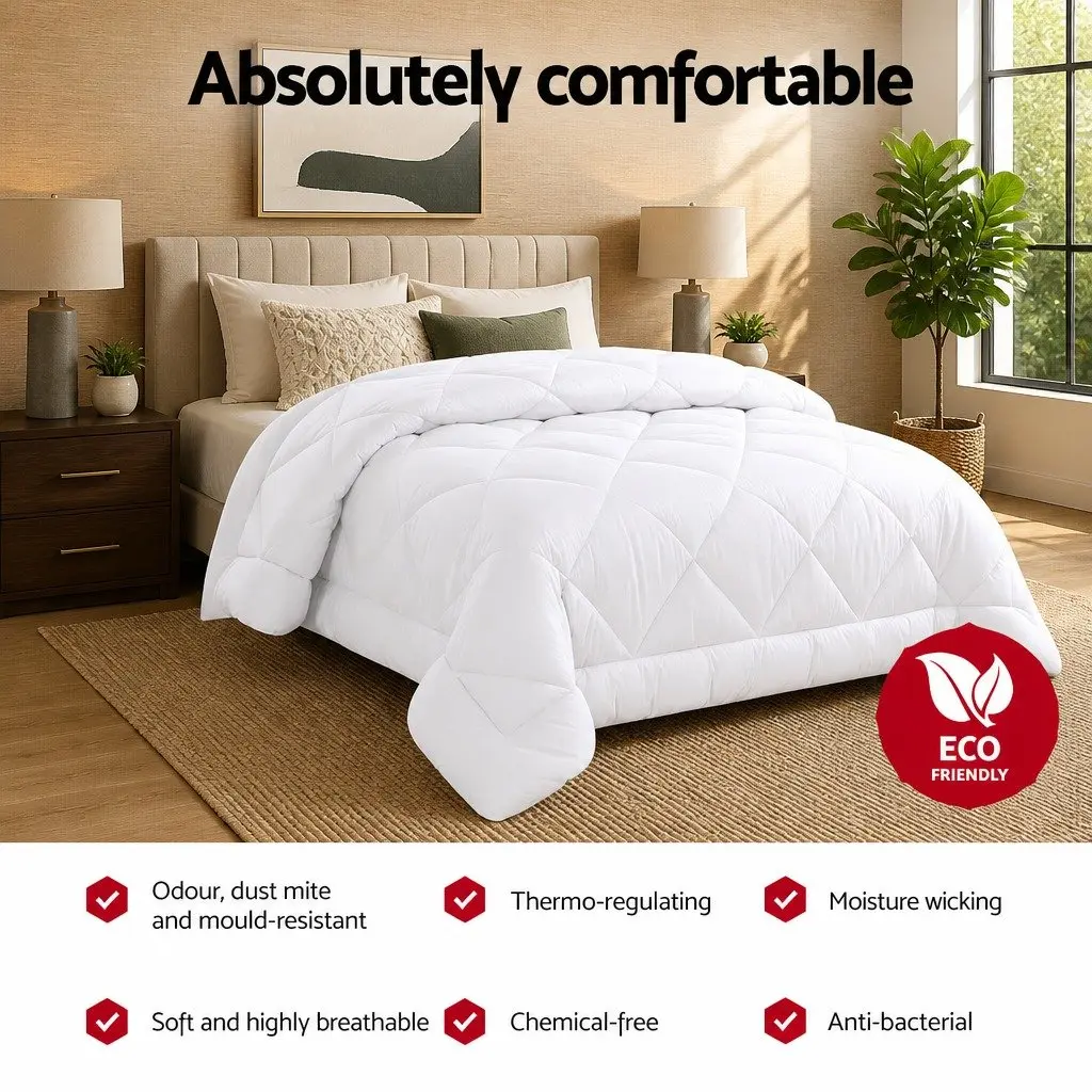 Queen Quilt Bamboo Microfibre Soft Breathable 210cm x 210cm White