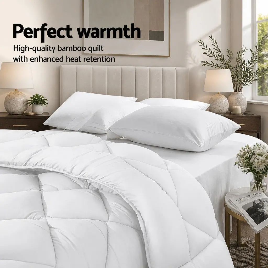 Queen Quilt Bamboo Microfibre Soft Breathable 210cm x 210cm White
