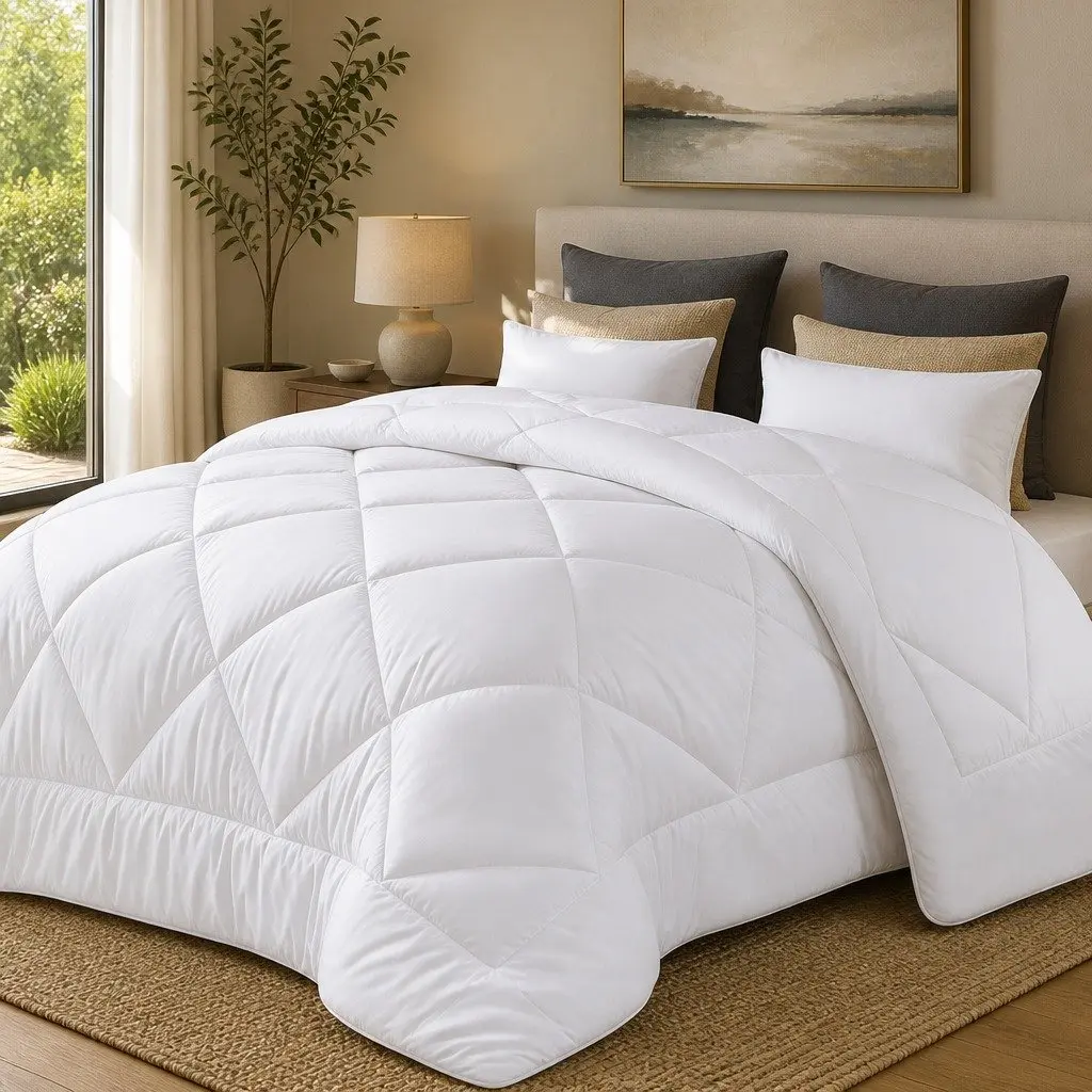 Queen Quilt Bamboo Microfibre Soft Breathable 210cm x 210cm White