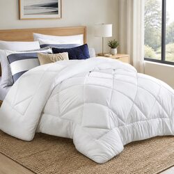 King Size Quilt Bamboo Microfibre Bedding White Diamond Stitch Baffle Box Design