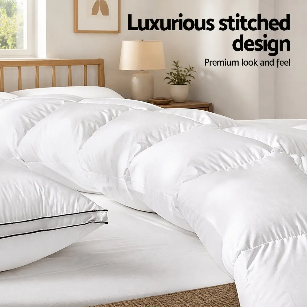 Duck Down Feather Quilt Queen Size 700GSM White Cotton Cover