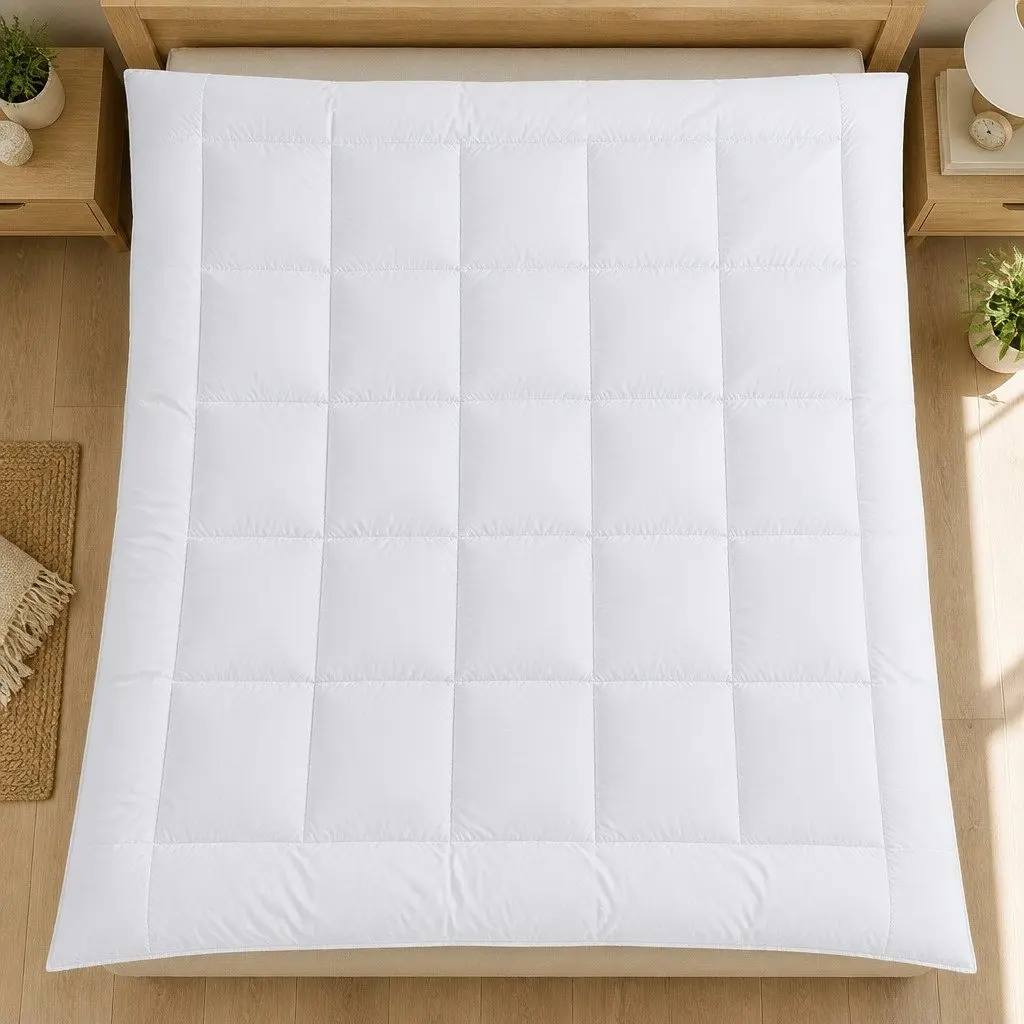 Duck Down Feather Quilt Super King 700GSM White Cotton Cover Baffle Construction