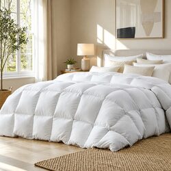 Duck Feather Down Quilt King Size Winter Bedding 500GSM Baffle Construction